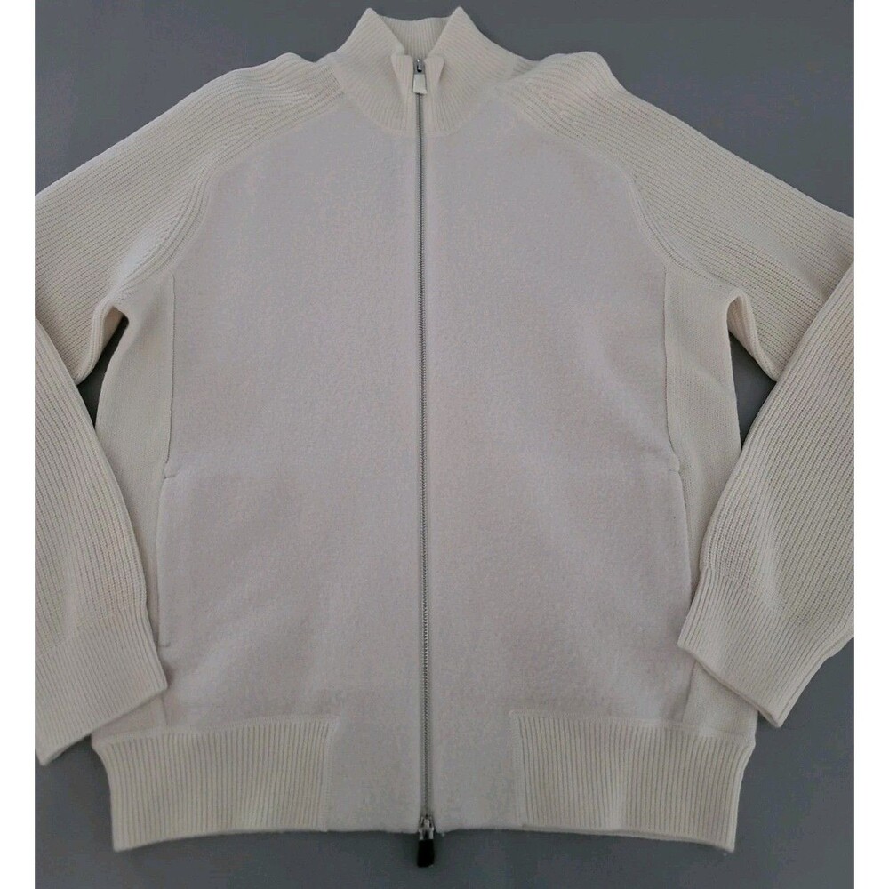 Hugo Boss Virgin Wool Full Zip Versatil Comfortable Sweater Size Large
